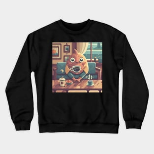 Cute Cozy fish having coffee Crewneck Sweatshirt